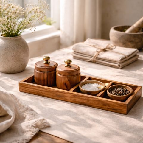 Handcrafted Wooden Home Essential in Natural Light