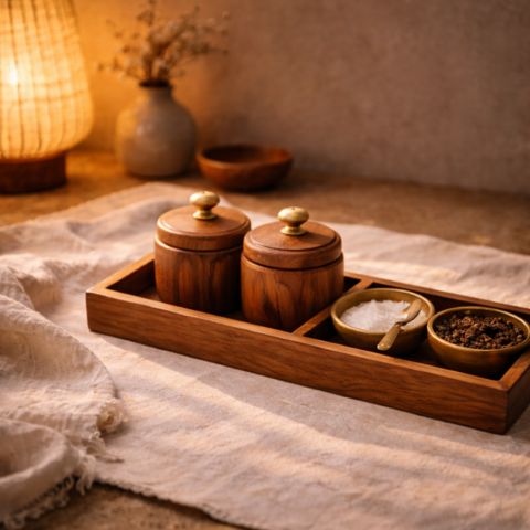 Handcrafted Wooden Object in Warm Evening Light