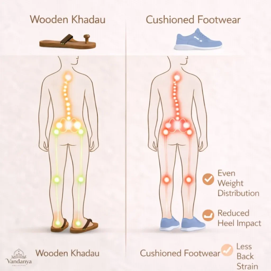 Reduces Stress on Heels, Knees, and Lower Back