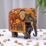 Jaipuri Carved Wooden Elephant Decorative Showpiece