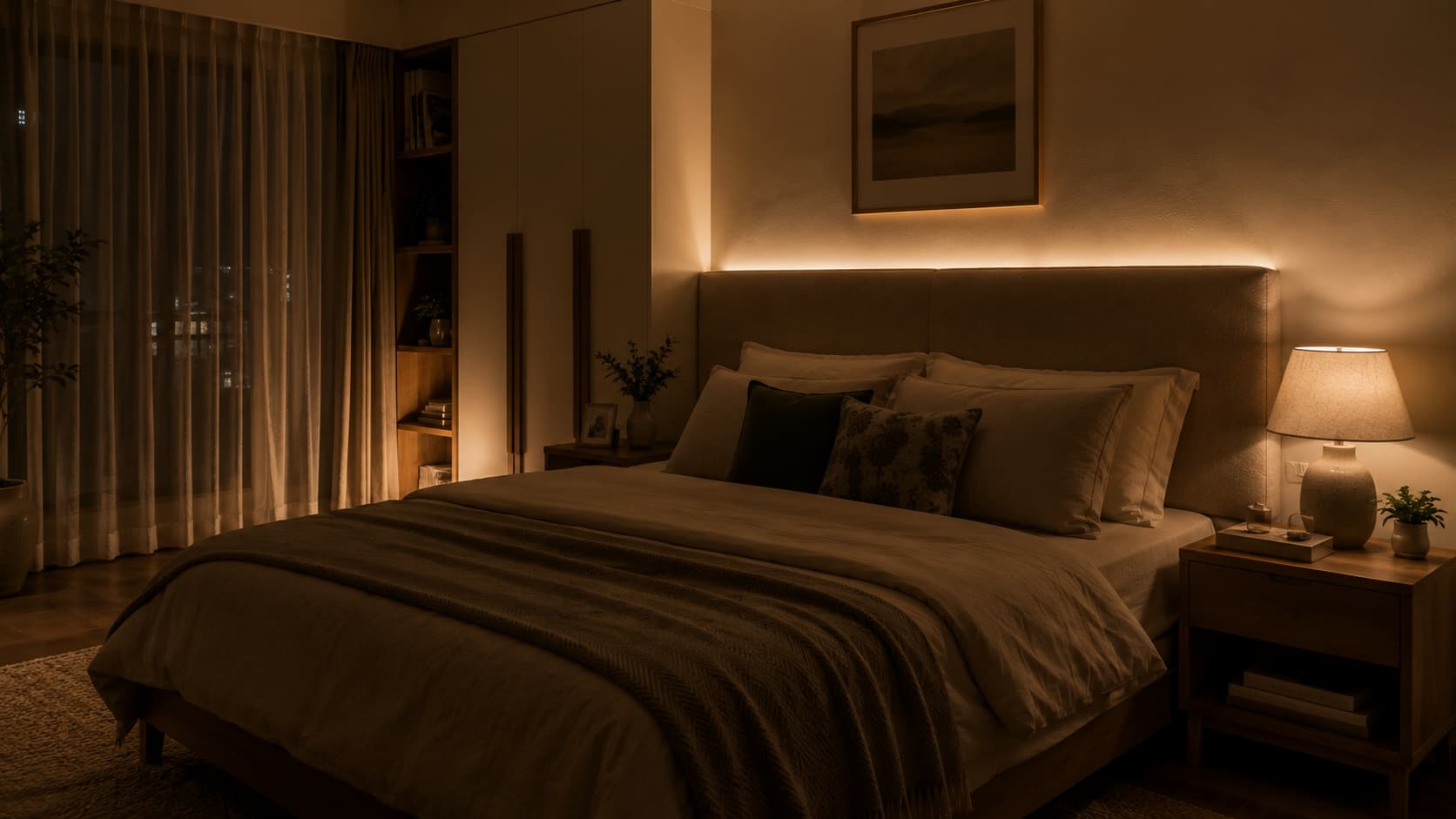Add warm LED light behind the headboard - Design a Small Bedroom for a Girl