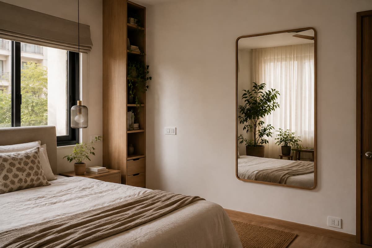 Hang mirrors on a side wall, never facing the bed - Design a Small Bedroom for a Girl