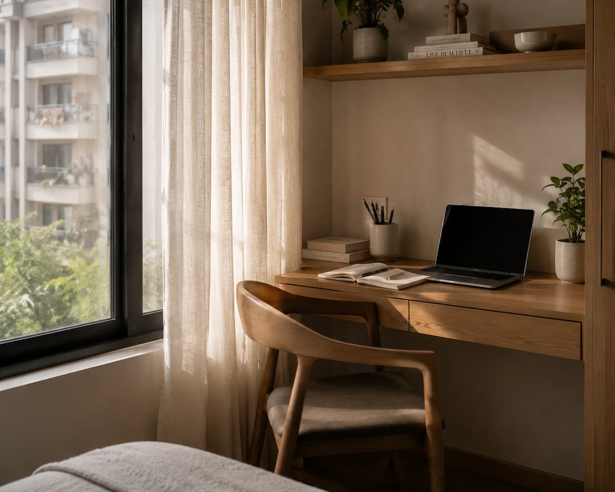 Position the study table at the window - Design a Small Bedroom for a Girl