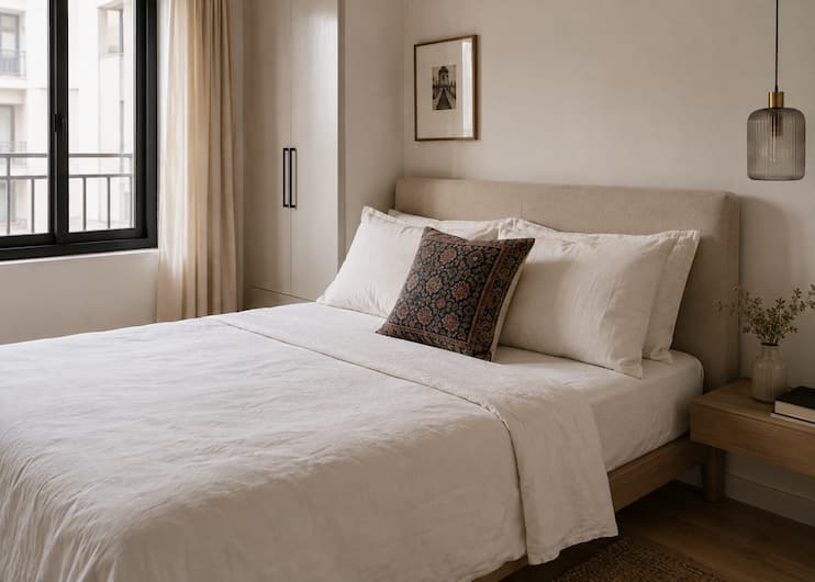 Put boldness into one textile, not a wall - Design a Small Bedroom for a Girl