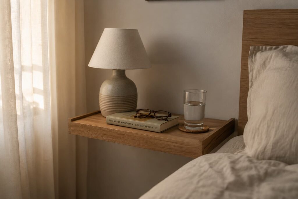Replace the nightstand with a floating shelf - Design a Small Bedroom for a Girl