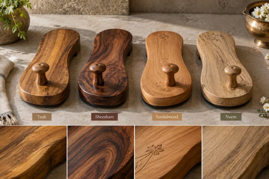 Teak Sheesham Sandalwood and Neem Khadau Wood Comparison