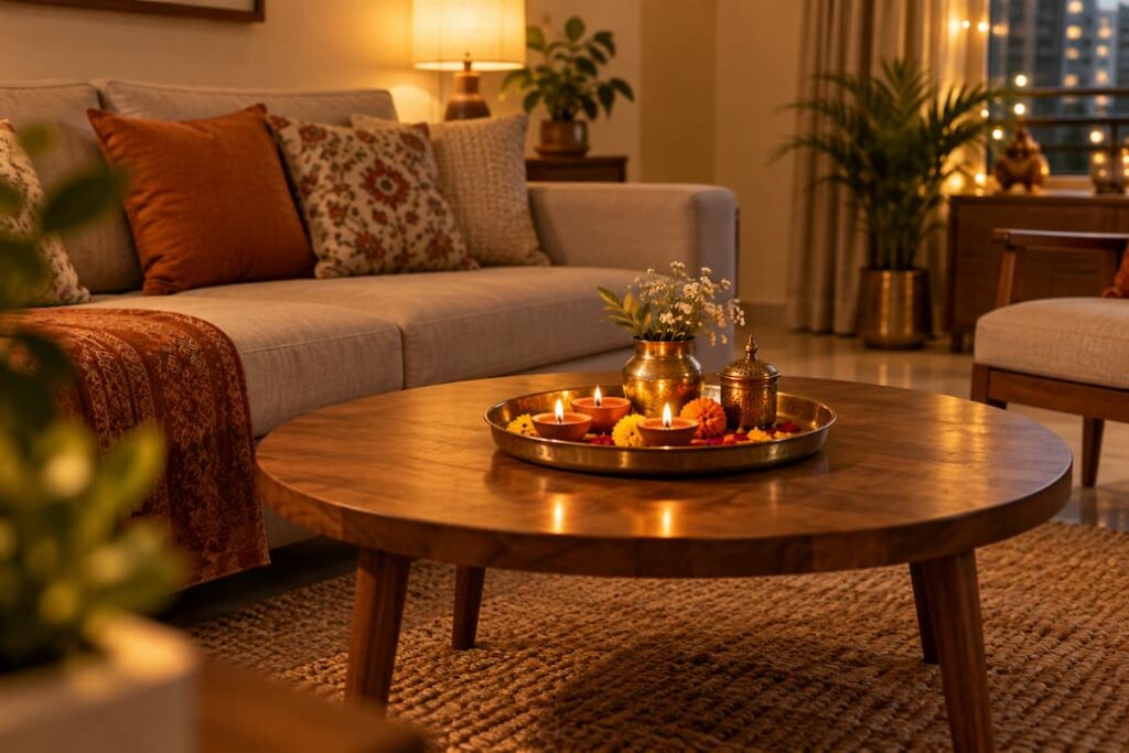 Use Your Coffee Table as a Small Diwali Display