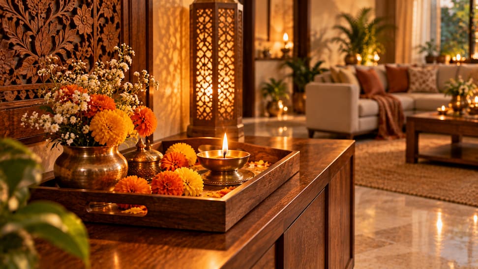 Add Natural Wood to Balance the Festive Décor